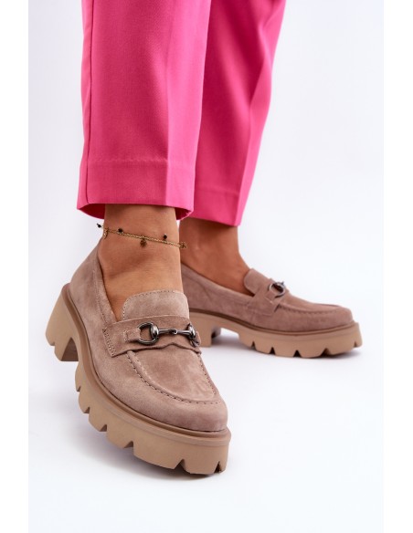 Chunky Women's Suede Moccasins Beige Neloria