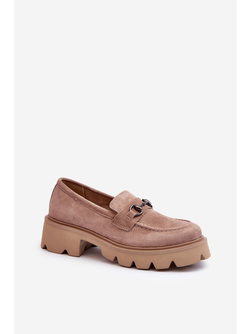 Chunky Women's Suede Moccasins Beige Neloria
