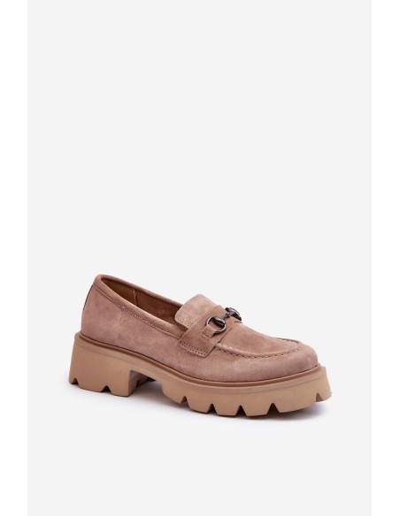 Chunky Women's Suede Moccasins Beige Neloria