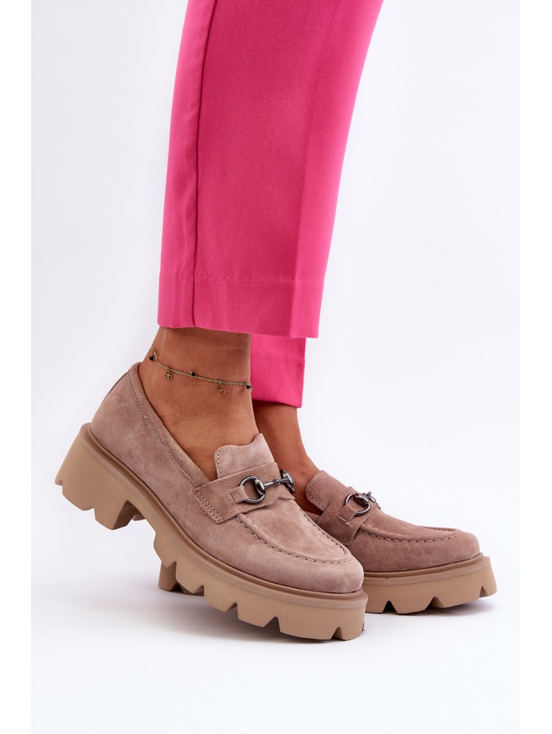Chunky Women's Suede Moccasins Beige Neloria