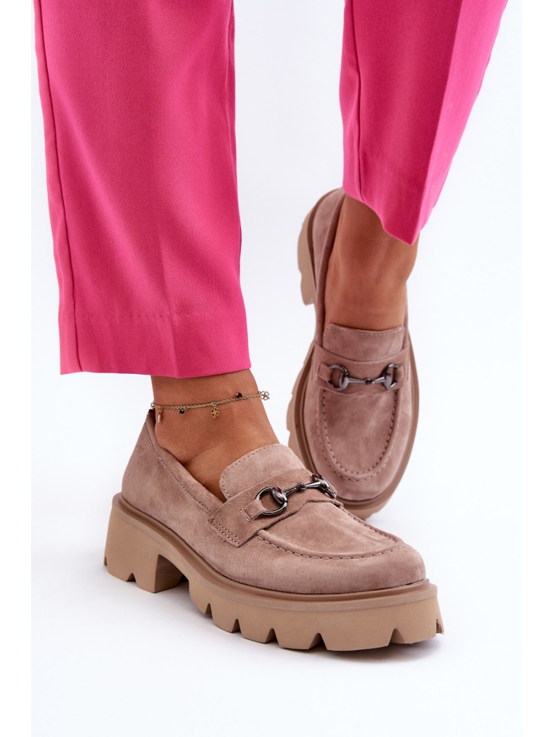 Chunky Women's Suede Moccasins Beige Neloria