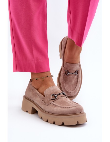 Chunky Women's Suede Moccasins Beige Neloria