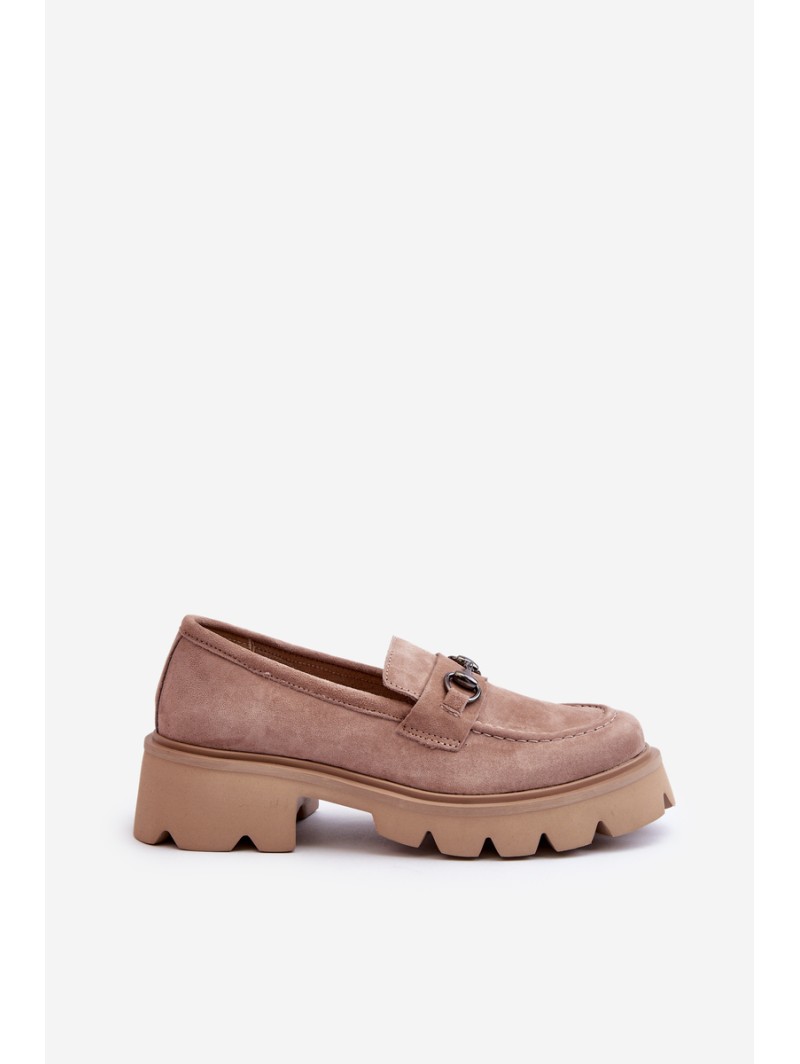 Chunky Women's Suede Moccasins Beige Neloria