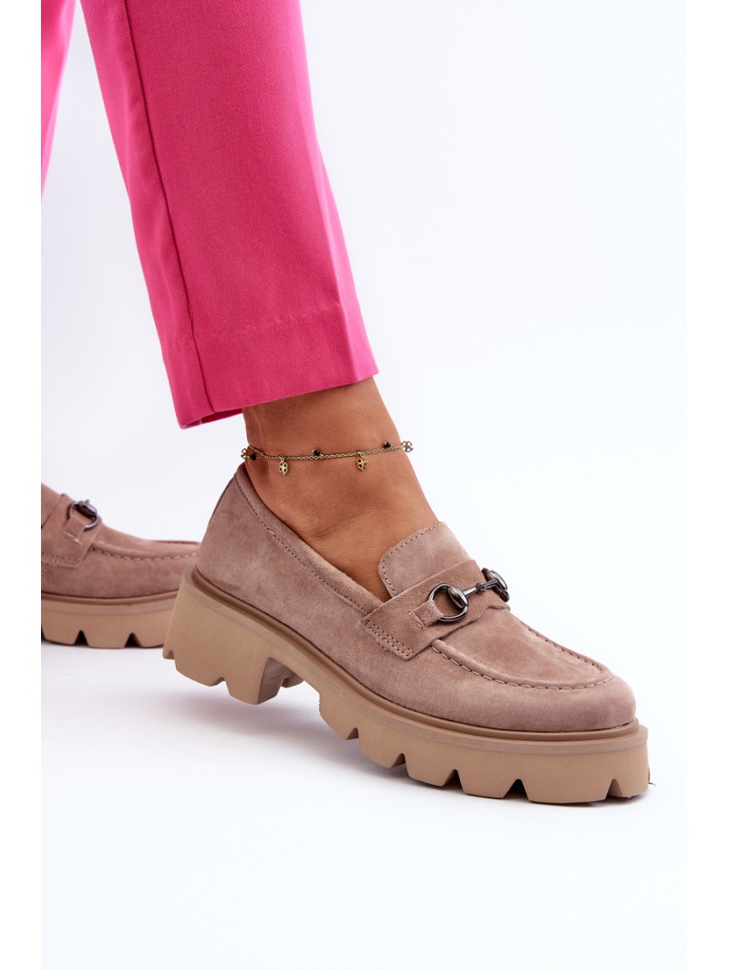 Chunky Women's Suede Moccasins Beige Neloria