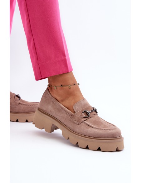 Chunky Women's Suede Moccasins Beige Neloria