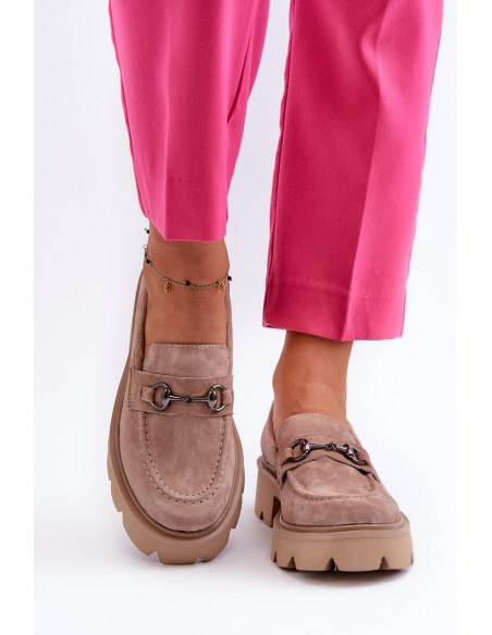 Chunky Women's Suede Moccasins Beige Neloria
