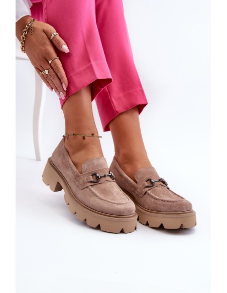Chunky Women's Suede Moccasins Beige Neloria