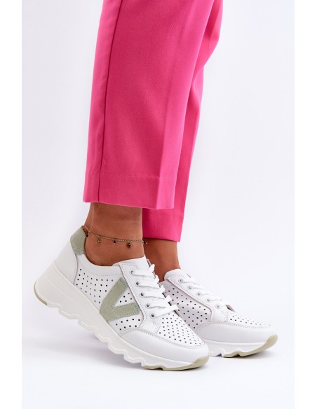 Women's Leather Lightweight Sports Shoes Beige Eleonori
