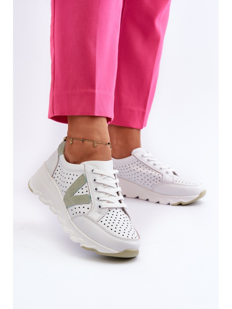Women's Leather Lightweight Sports Shoes Beige Eleonori