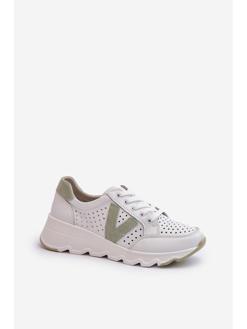 Women's Leather Lightweight Sports Shoes Beige Eleonori