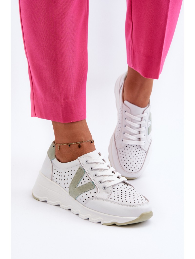 Women's Leather Lightweight Sports Shoes Beige Eleonori