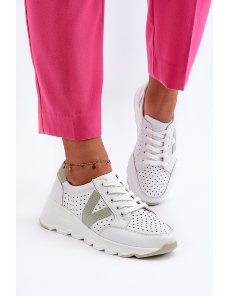 Women's Leather Lightweight Sports Shoes Beige Eleonori