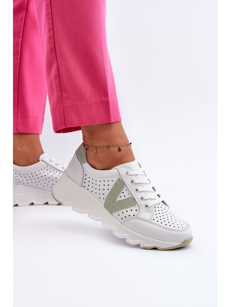Women's Leather Lightweight Sports Shoes Beige Eleonori