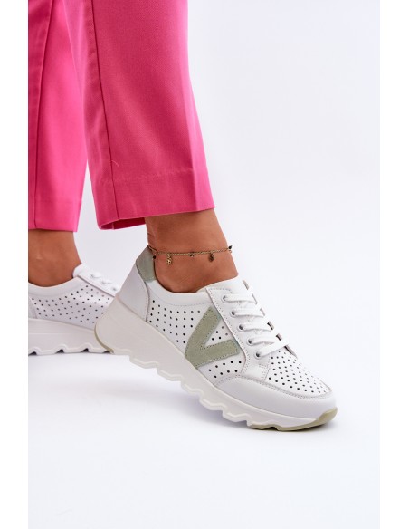 Women's Leather Lightweight Sports Shoes Beige Eleonori