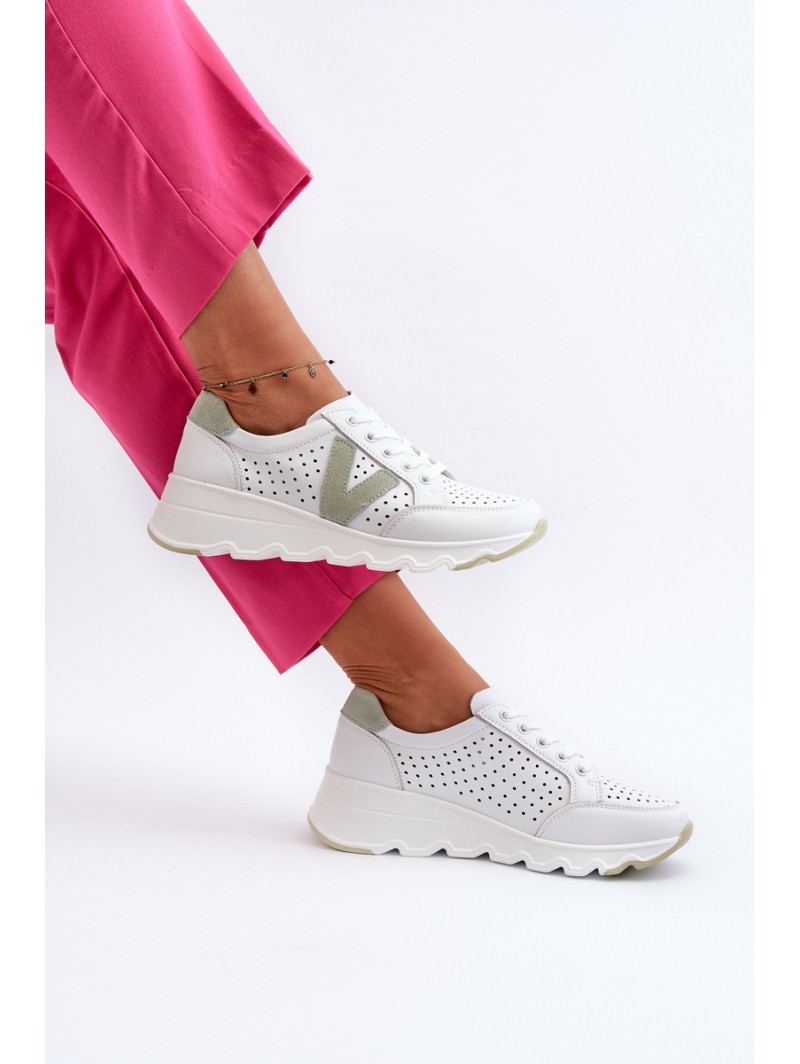 Women's Leather Lightweight Sports Shoes Beige Eleonori