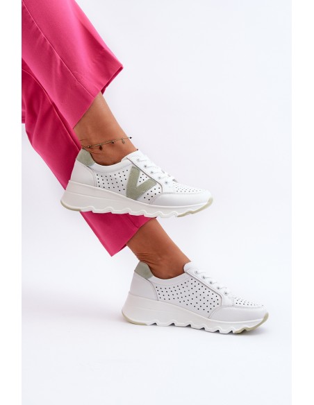 Women's Leather Lightweight Sports Shoes Beige Eleonori