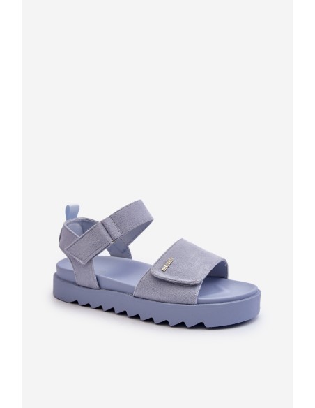 [Women's Suede Platform Sandals by Big Star NN274706 Blue]