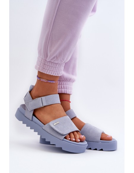 [Women's Suede Platform Sandals by Big Star NN274706 Blue]