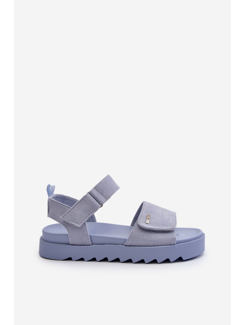 [Women's Suede Platform Sandals by Big Star NN274706 Blue]