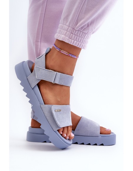 [Women's Suede Platform Sandals by Big Star NN274706 Blue]