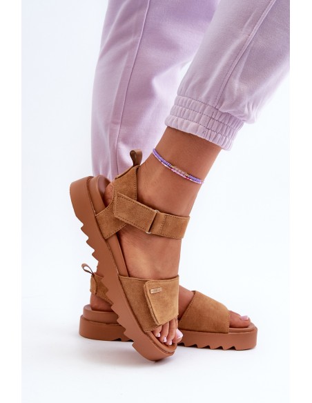 Women's Suede Platform Sandals Big Star NN274705 Brown
