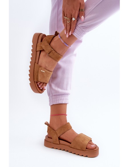 Women's Suede Platform Sandals Big Star NN274705 Brown