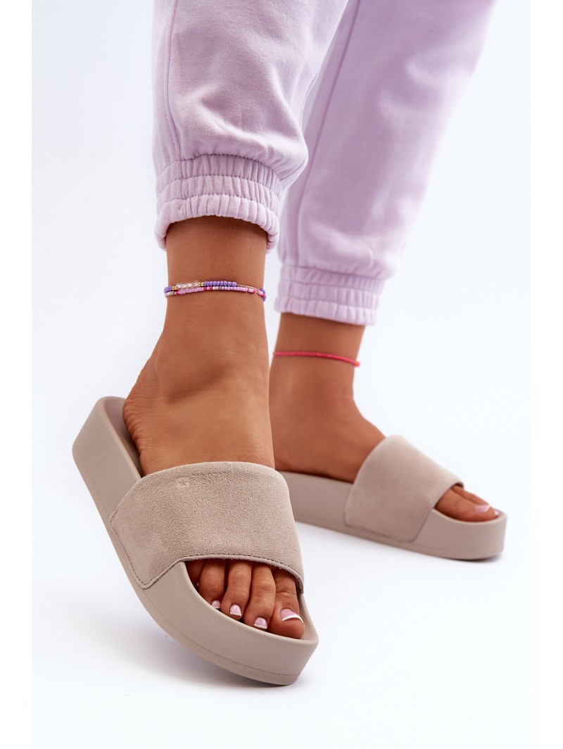 Women's Platform Suede Sandals Big Star NN274A671 Beige