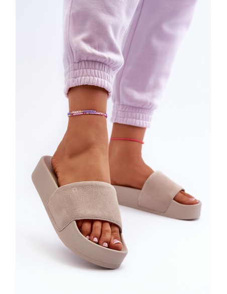 Women's Platform Suede Sandals Big Star NN274A671 Beige