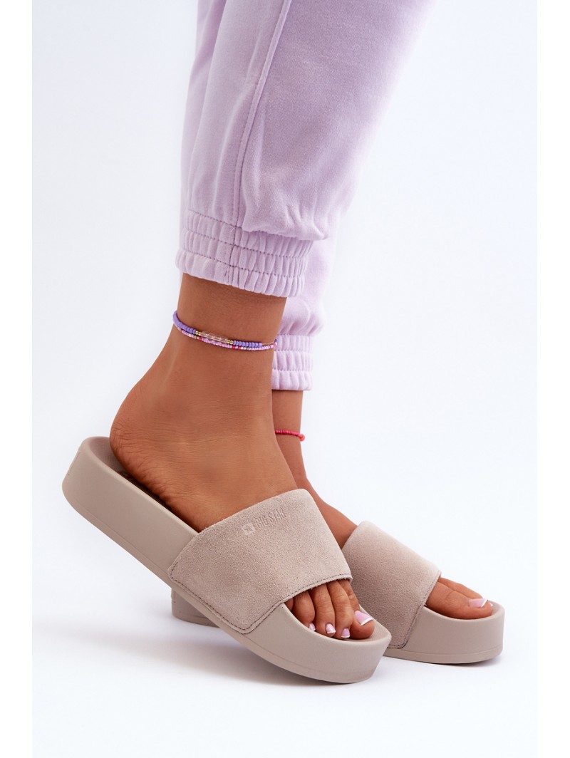 Women's Platform Suede Sandals Big Star NN274A671 Beige