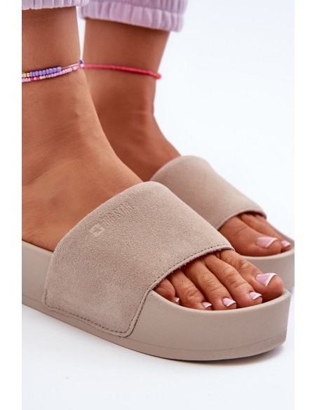 Women's Platform Suede Sandals Big Star NN274A671 Beige