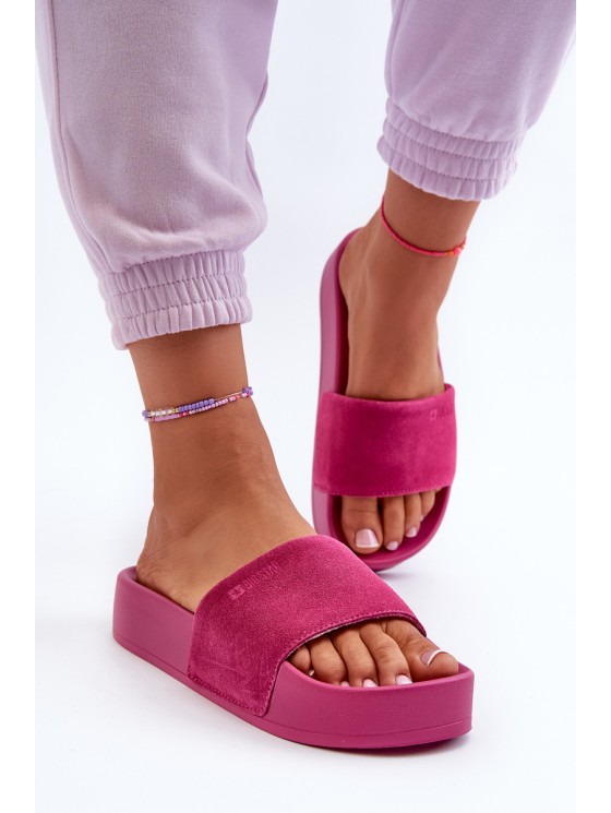 Women's Platform Suede Slippers Big Star NN274A672 Fuchsia