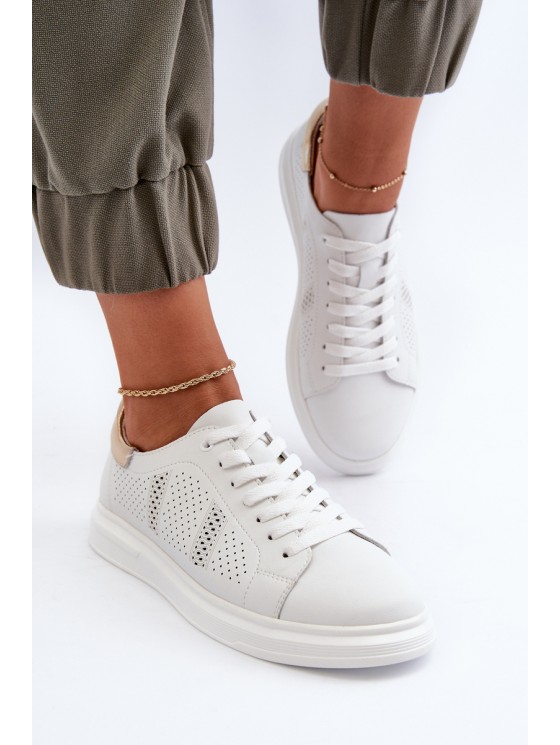 White Women's Leather Sneakers S.Barski LR760