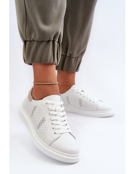 White Women's Leather Sneakers S.Barski LR760