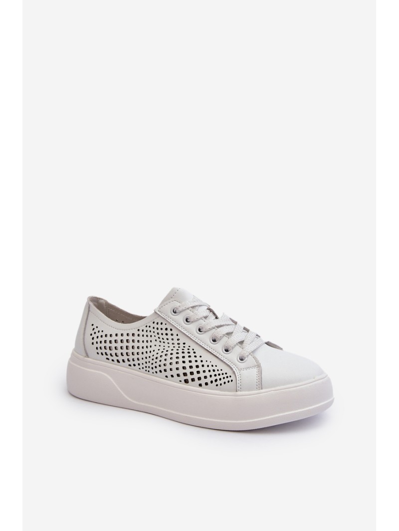 White Women's Leather Platform Sneakers S.Barski LR505