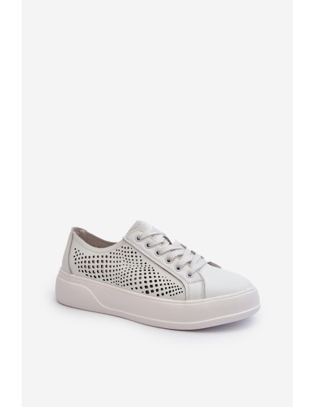 White Women's Leather Platform Sneakers S.Barski LR505
