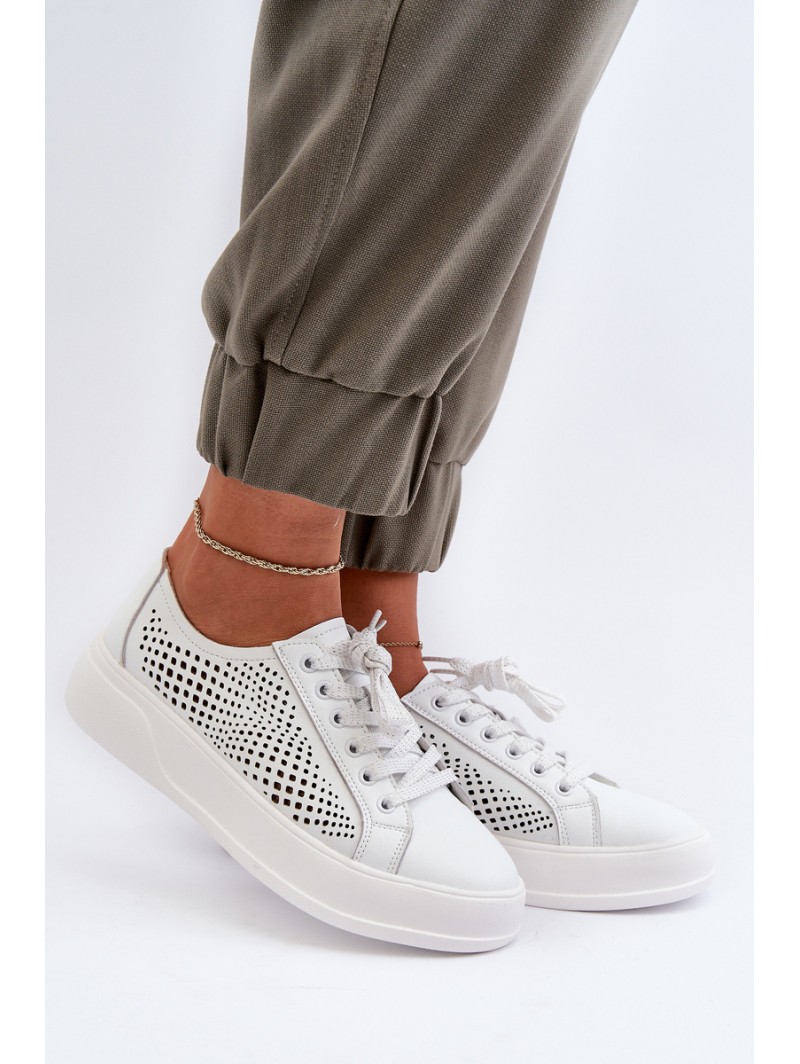 White Women's Leather Platform Sneakers S.Barski LR505