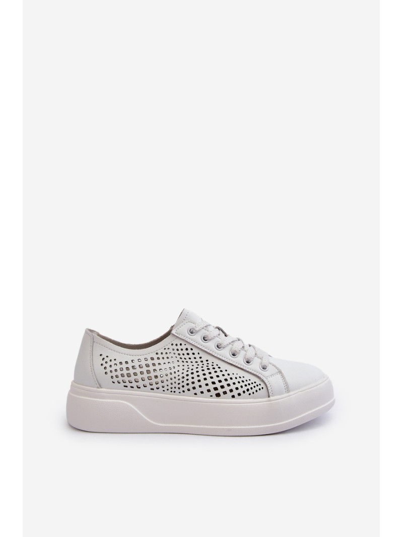 White Women's Leather Platform Sneakers S.Barski LR505