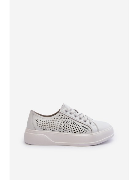 White Women's Leather Platform Sneakers S.Barski LR505