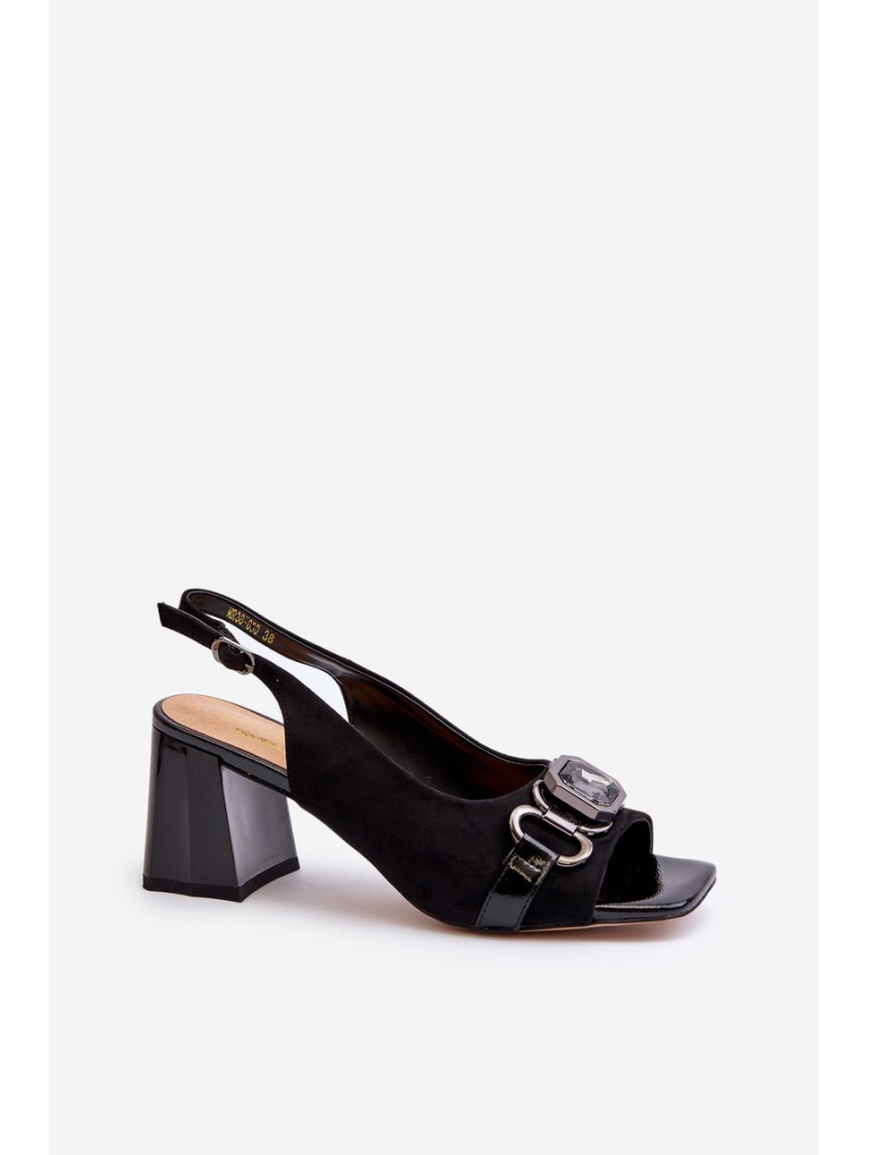 Women's Sandals with Heel and Decoration Black D&A MR38-659