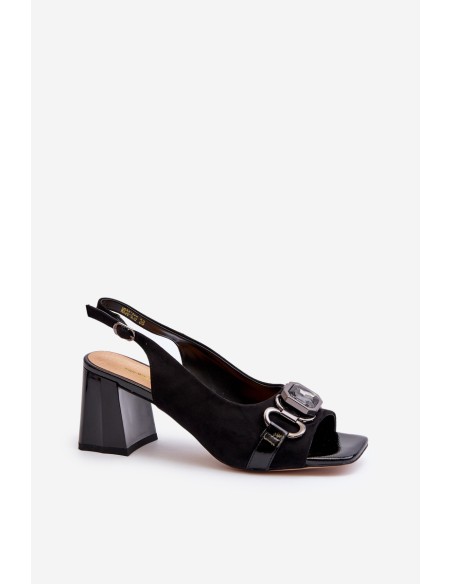 Women's Sandals with Heel and Decoration Black D&A MR38-659