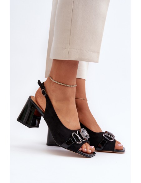 Women's Sandals with Heel and Decoration Black D&A MR38-659