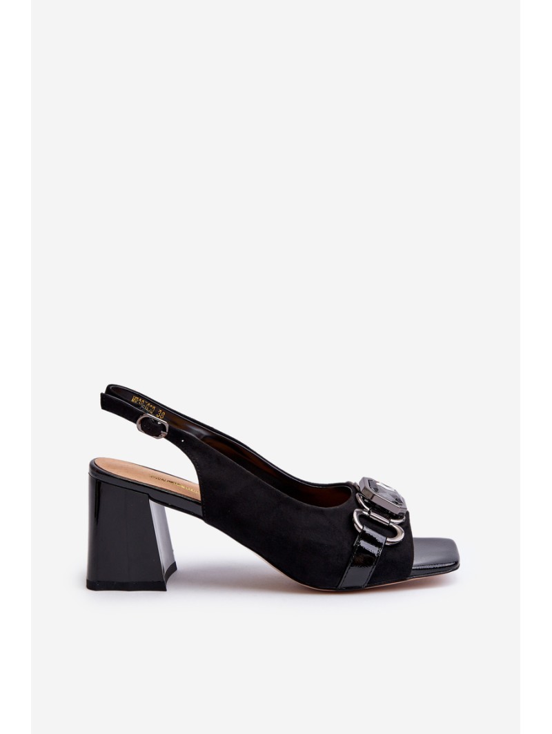 Women's Sandals with Heel and Decoration Black D&A MR38-659