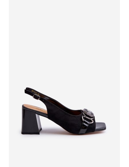 Women's Sandals with Heel and Decoration Black D&A MR38-659