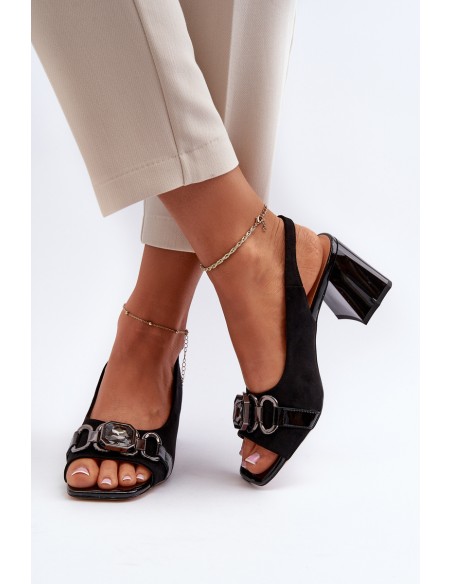 Women's Sandals with Heel and Decoration Black D&A MR38-659