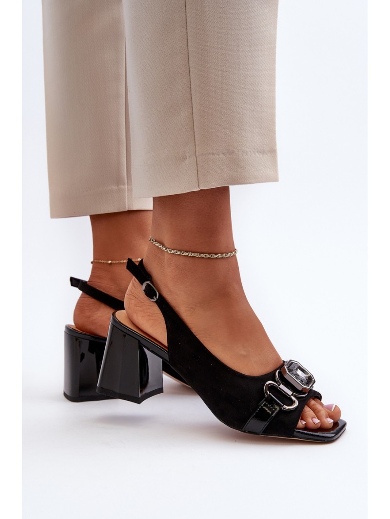 Women's Sandals with Heel and Decoration Black D&A MR38-659