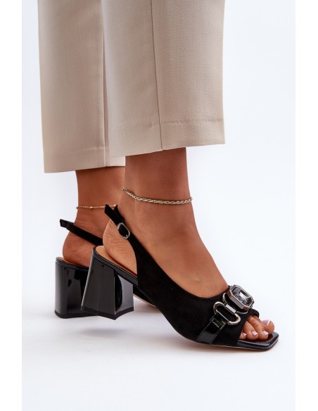 Women's Sandals with Heel and Decoration Black D&A MR38-659