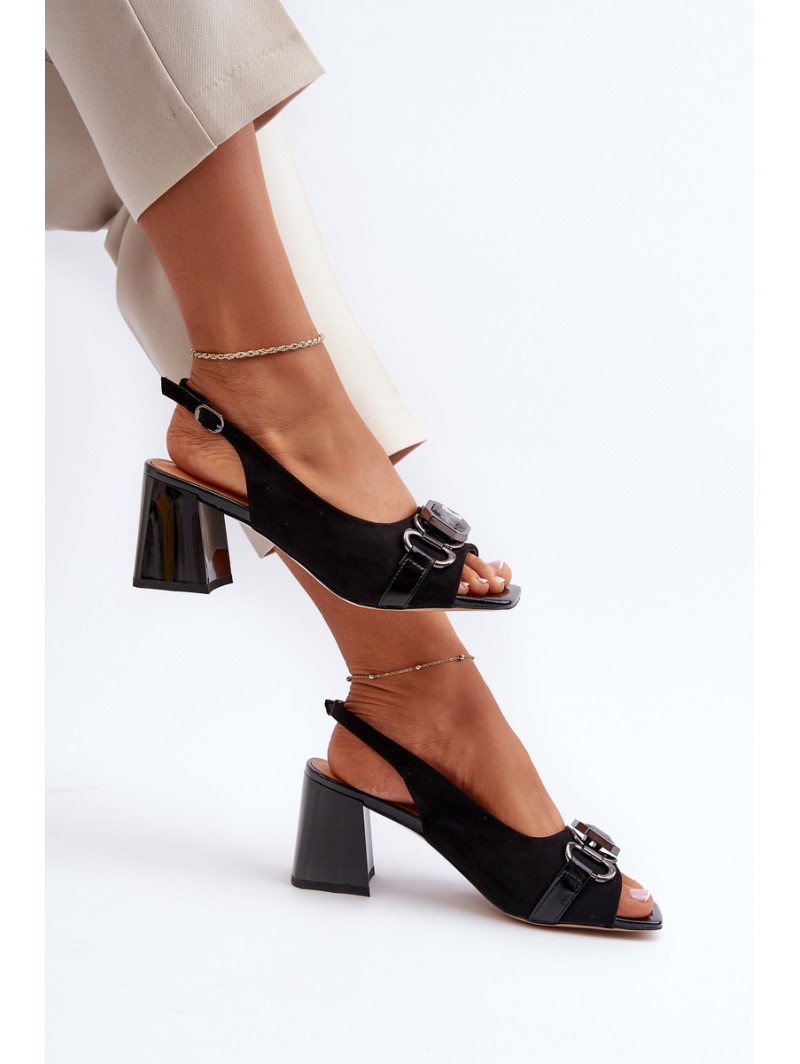 Women's Sandals with Heel and Decoration Black D&A MR38-659