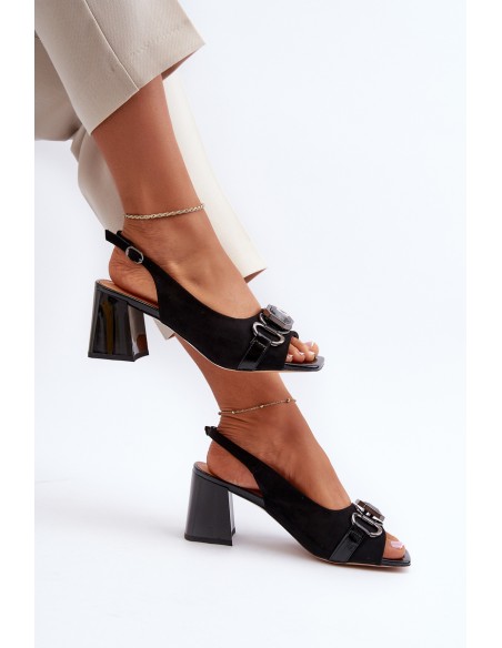 Women's Sandals with Heel and Decoration Black D&A MR38-659