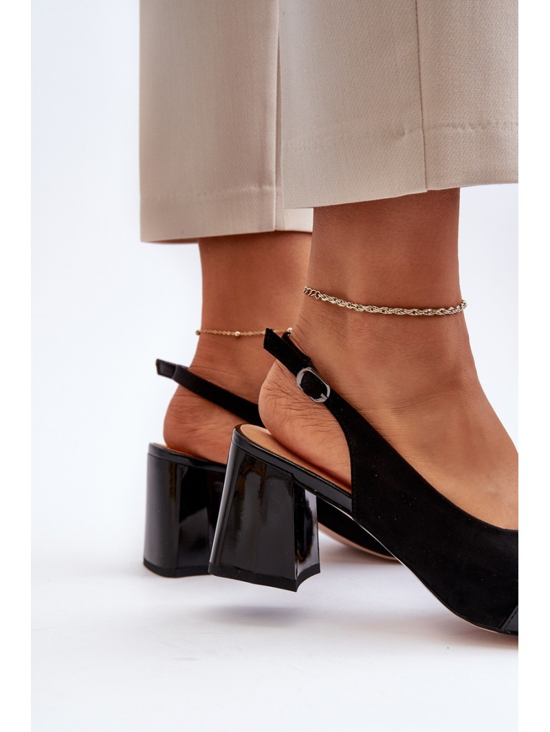 Women's Sandals with Heel and Decoration Black D&A MR38-659