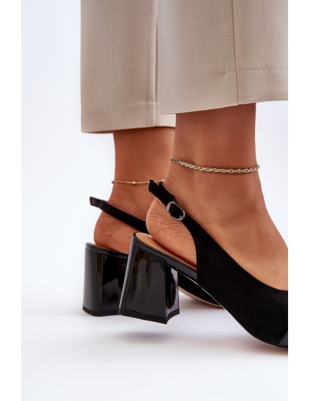 Women's Sandals with Heel and Decoration Black D&A MR38-659